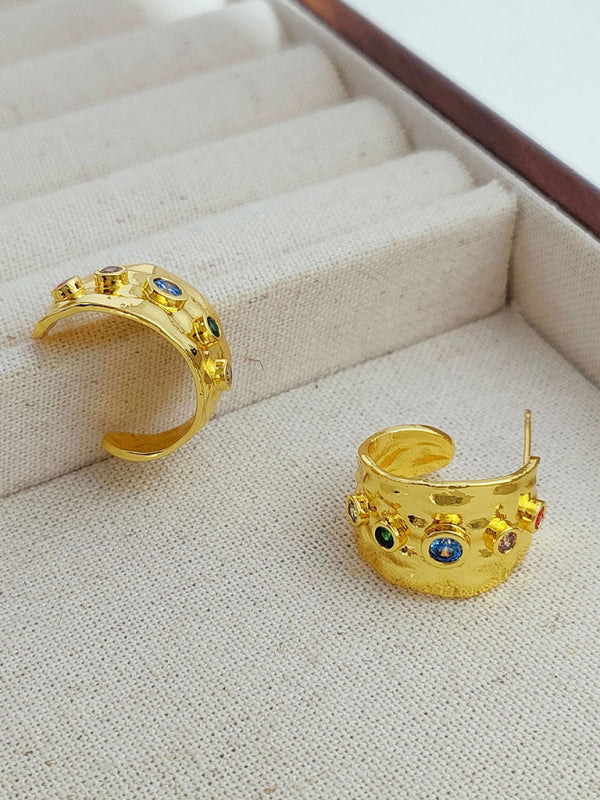 Colorful Zircon Earrings - Retro Style