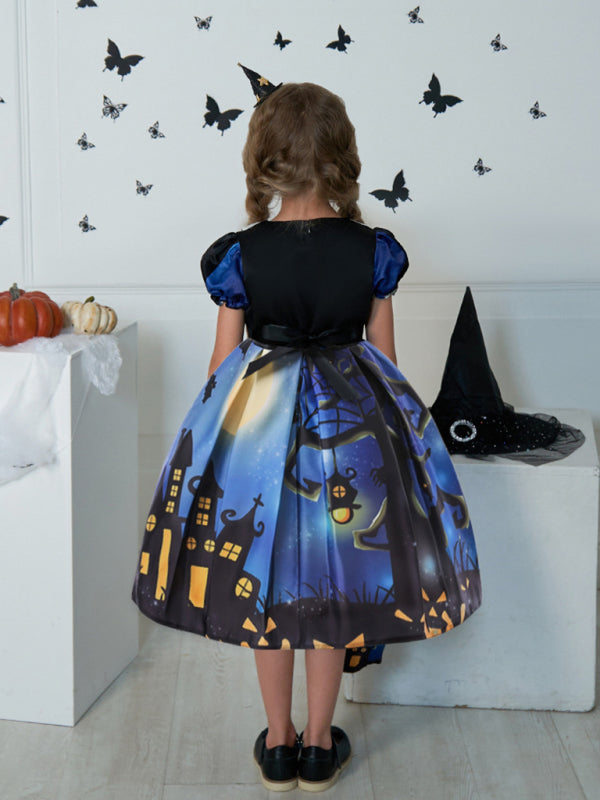 Girls' Halloween Witch Costume Party Dress - Multiple Patterns
