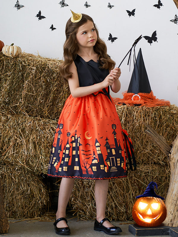 Girls' Halloween Witch Costume Party Dress - Multiple Patterns