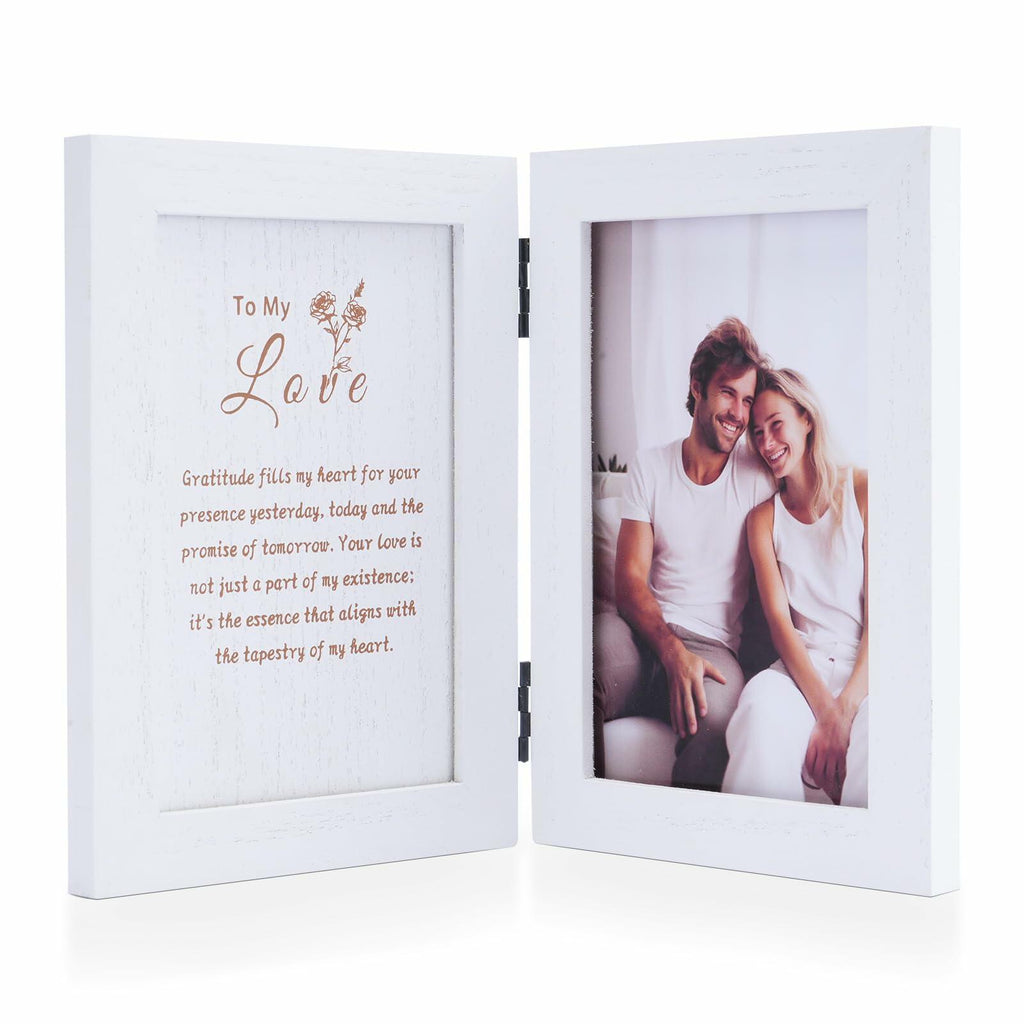 NUPTIO White Wood 4x6 Picture Frame Wedding Anniversary Bridal Gift