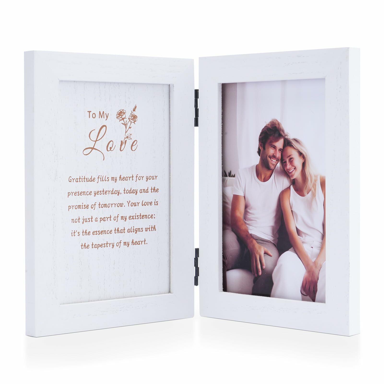 NUPTIO White Wood 4x6 Picture Frame Wedding Anniversary Bridal Gift