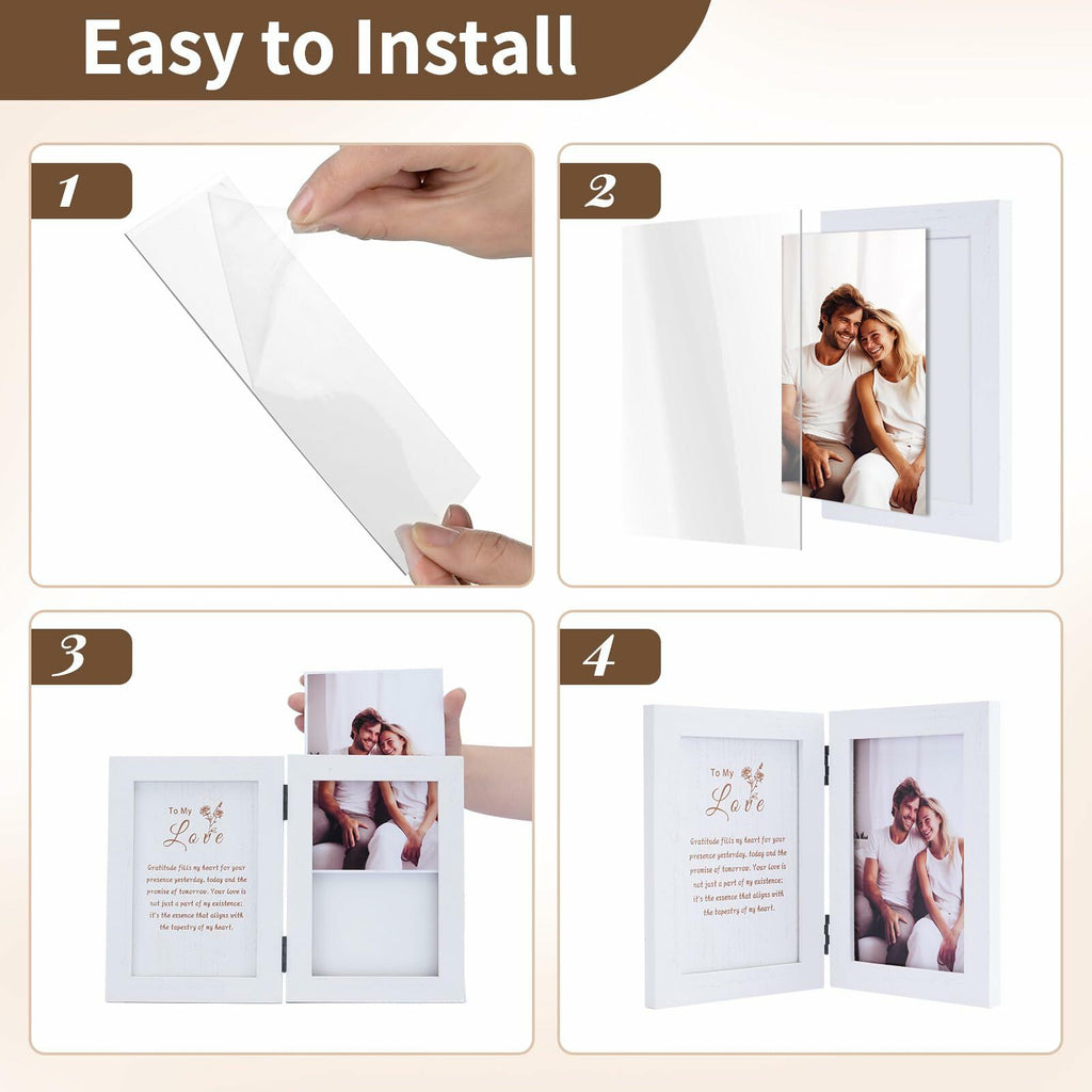 NUPTIO White Wood 4x6 Picture Frame Wedding Anniversary Bridal Gift