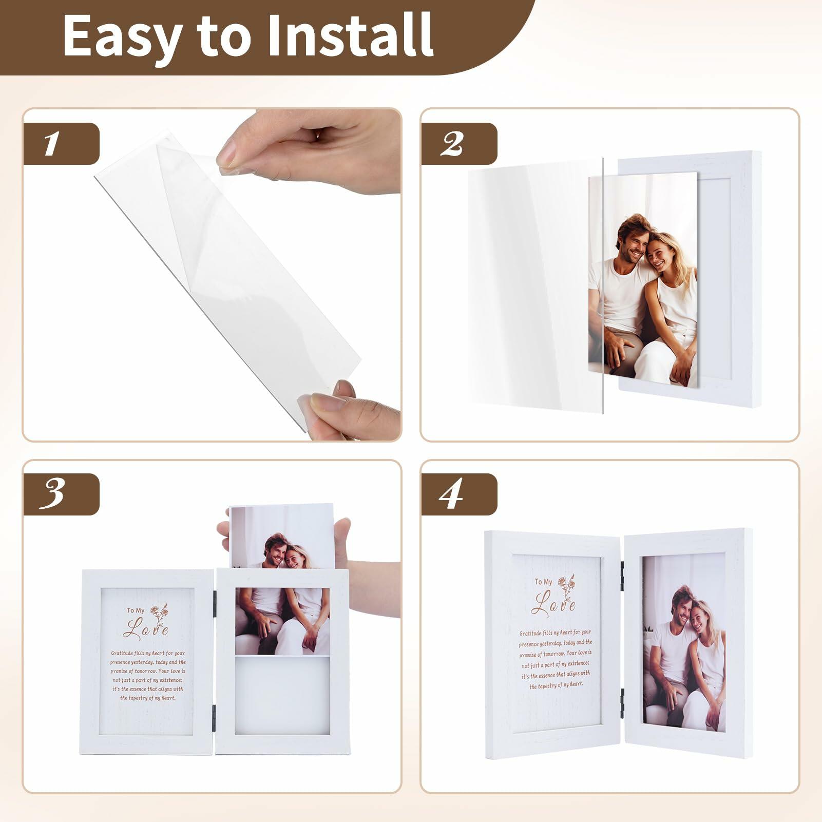 NUPTIO White Wood 4x6 Picture Frame Wedding Anniversary Bridal Gift