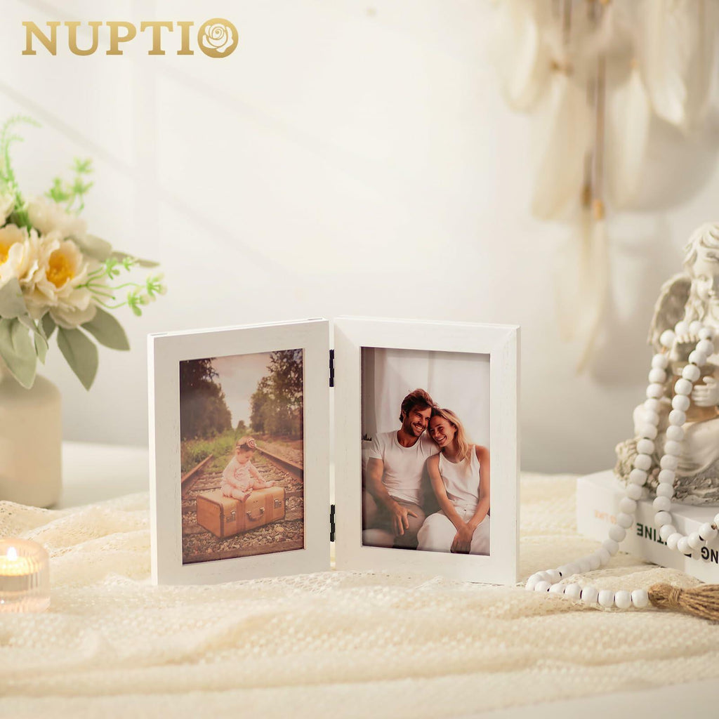 NUPTIO White Wood 4x6 Picture Frame Wedding Anniversary Bridal Gift