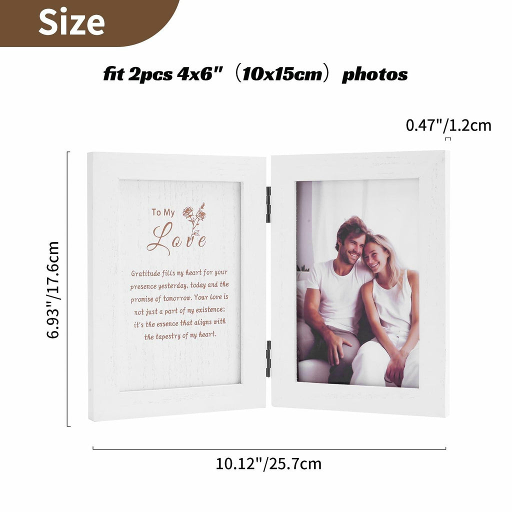NUPTIO White Wood 4x6 Picture Frame Wedding Anniversary Bridal Gift