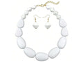 JHWZAIY White Acrylic Beaded Necklace Chunky Statement 02 Set
