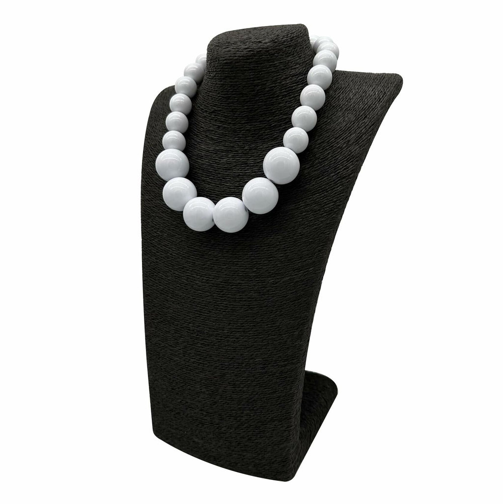 JHWZAIY White Acrylic Beaded Necklace Chunky Statement 02 Set