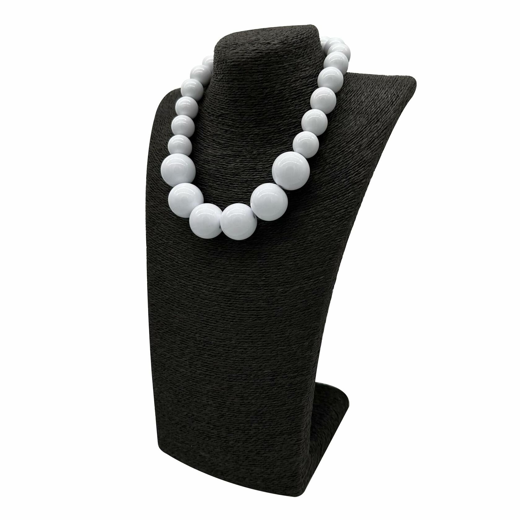 JHWZAIY White Acrylic Beaded Necklace Chunky Statement 02 Set