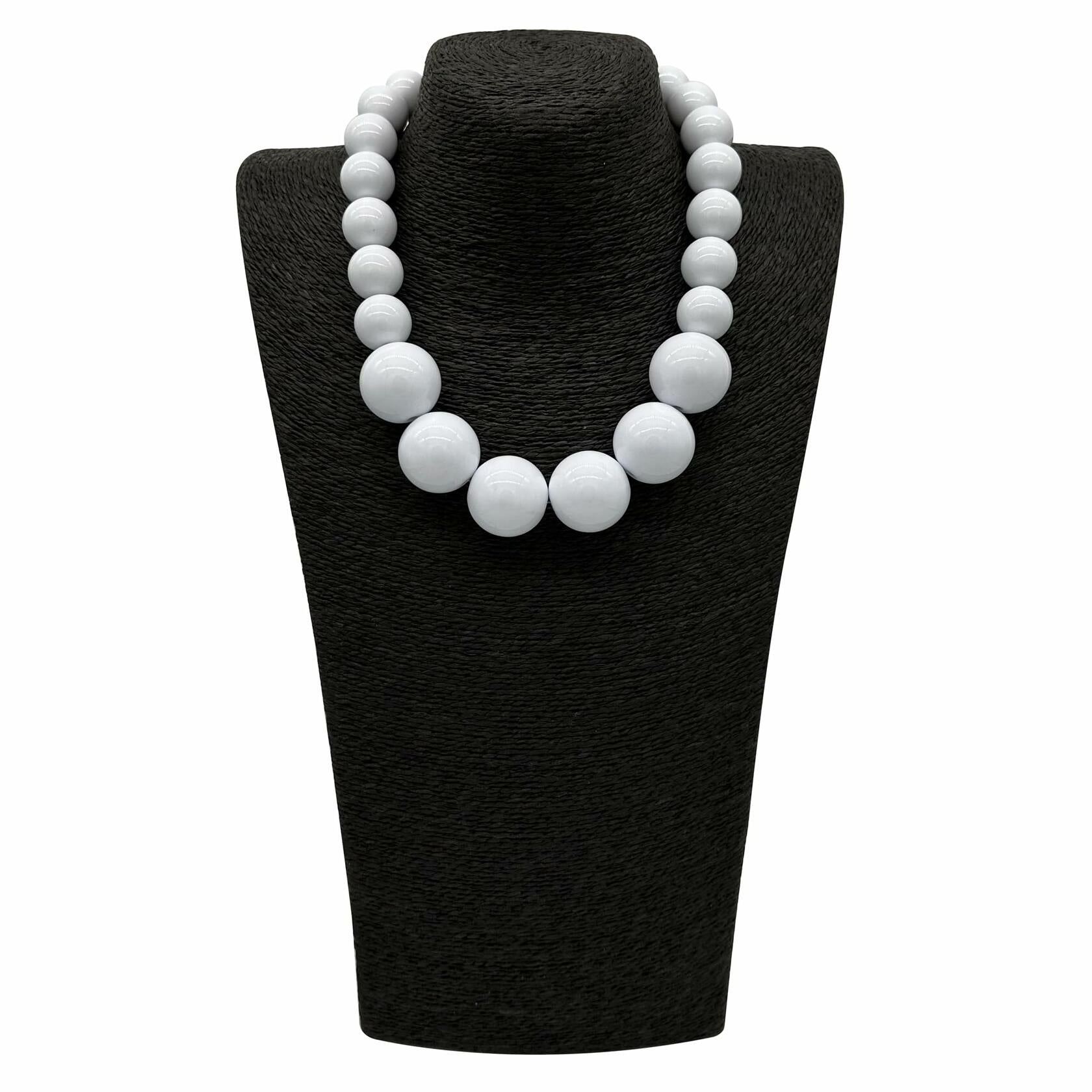 JHWZAIY White Acrylic Beaded Necklace Chunky Statement 02 Set