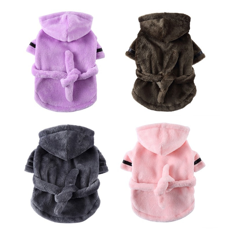 Luxury Soft Pet Dog Puppy Hooded Bathrobe