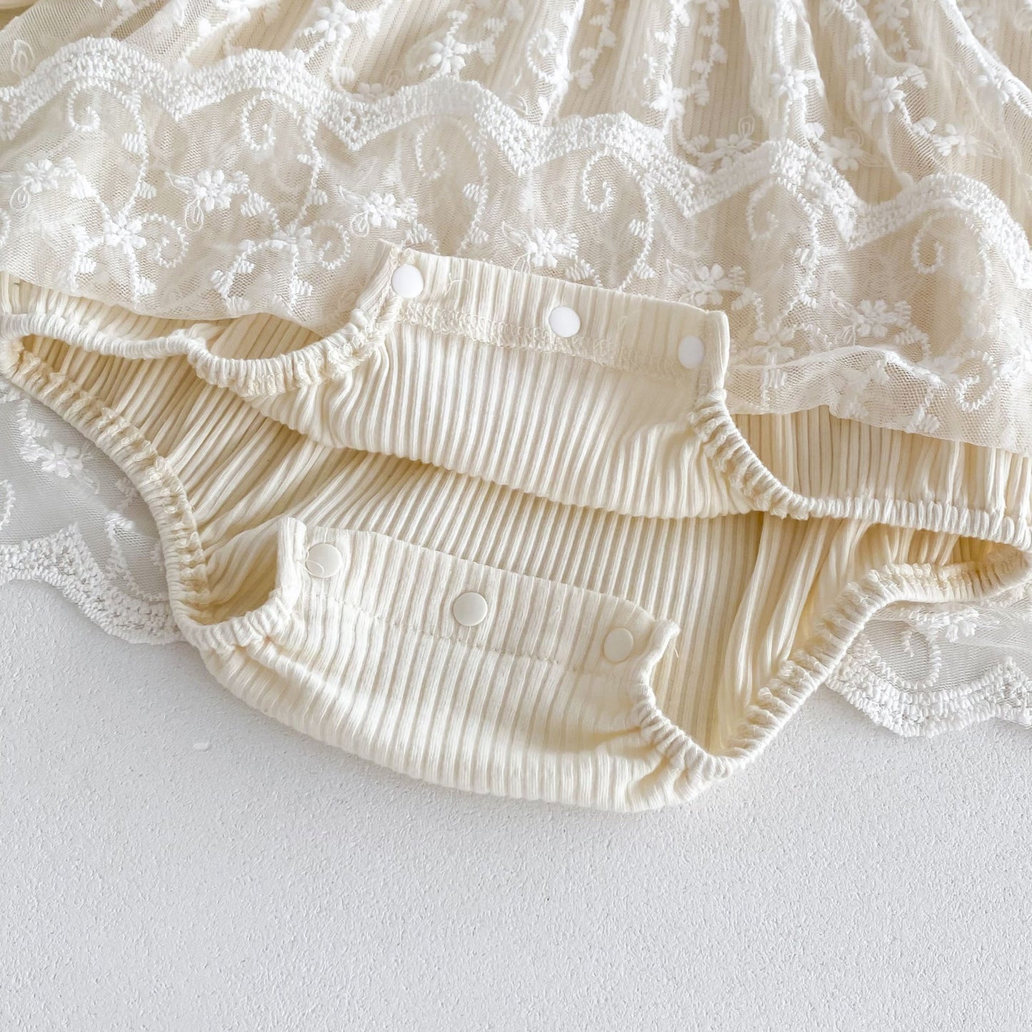 Autumn Arrival Baby Girls Long Sleeves Floral Embroidery Tulle Onesies Dress