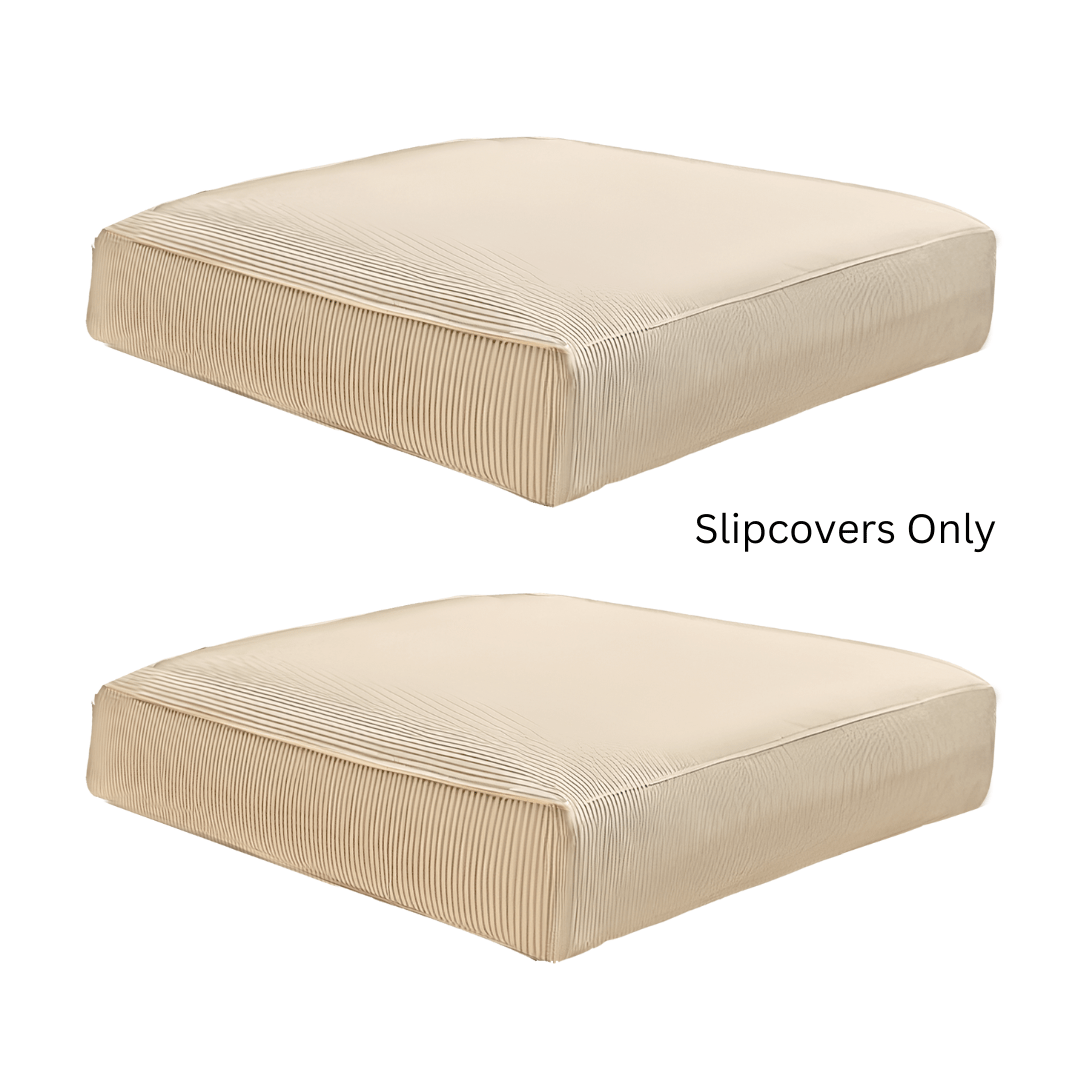 Rockin Cushions Outdoor Slip Covers | Beige Stripe | Compatible with IKEA Duvholmen Cushions | Includes 2 Duvholmen Pillow Covers and 2 Duvholmen Seat Covers - Set of 4