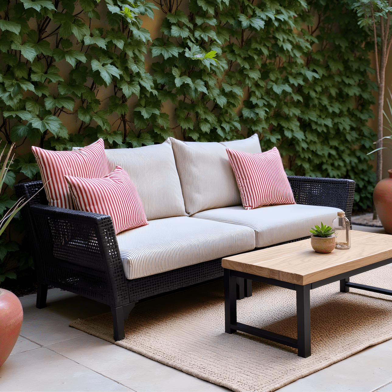 Rockin Cushions Outdoor Slip Covers | Beige Stripe | Compatible with IKEA Duvholmen Cushions | Includes 2 Duvholmen Pillow Covers and 2 Duvholmen Seat Covers - Set of 4