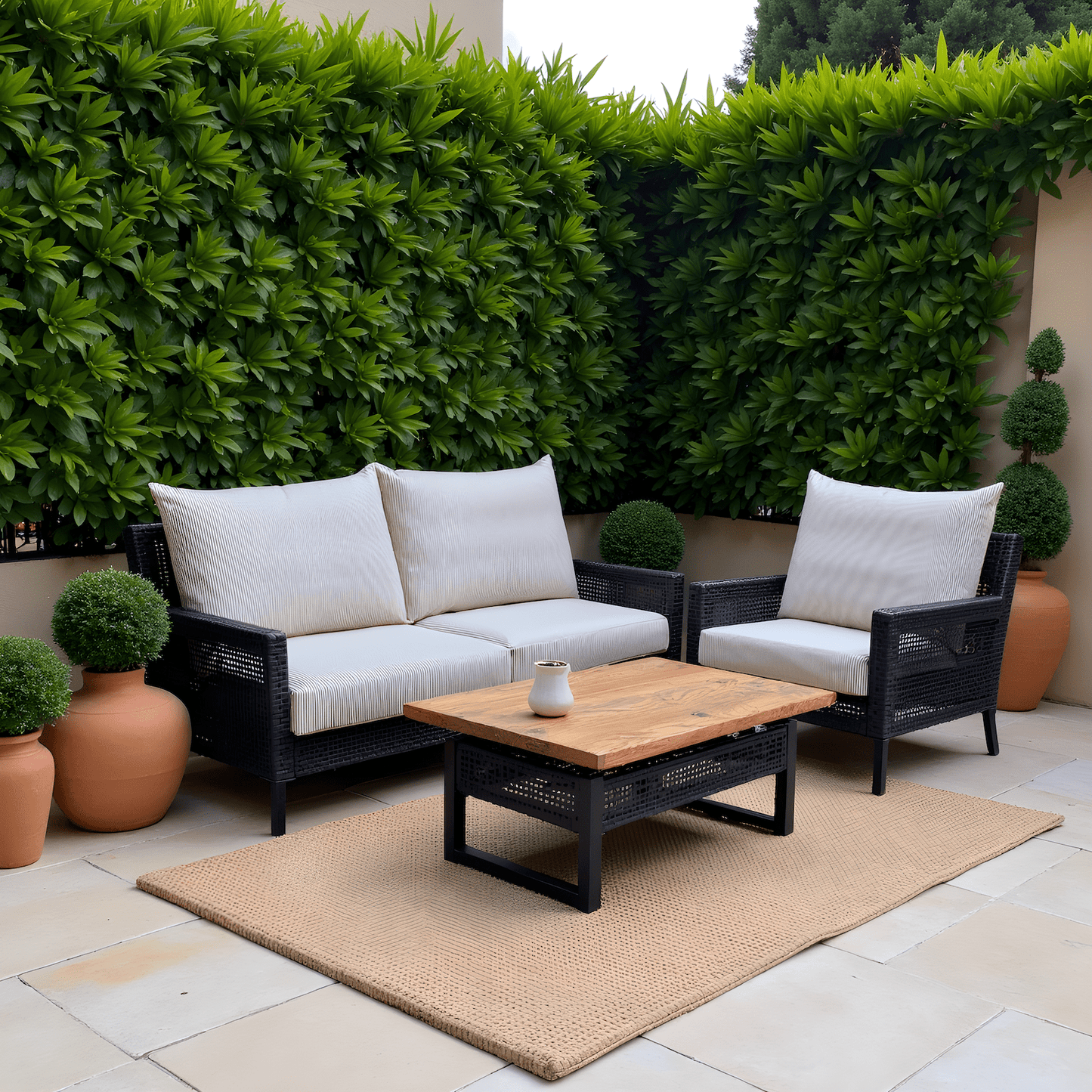 Rockin Cushions Outdoor Slip Covers | Beige Stripe | Compatible with IKEA Duvholmen Cushions | Includes 2 Duvholmen Pillow Covers and 2 Duvholmen Seat Covers - Set of 4