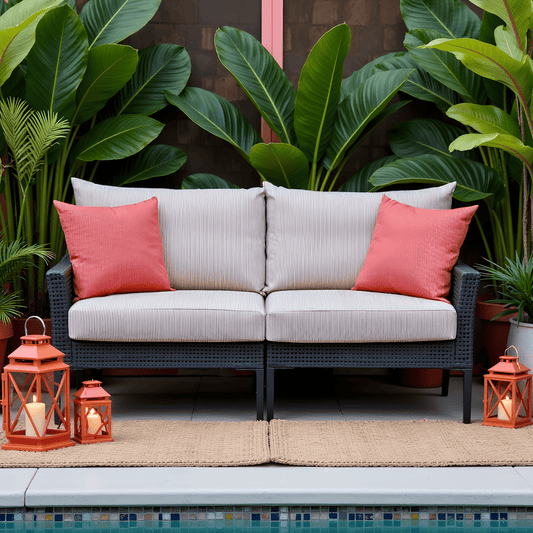 Rockin Cushions Outdoor Slip Covers | Beige Stripe | Compatible with IKEA Duvholmen Cushions | Includes 2 Duvholmen Pillow Covers and 2 Duvholmen Seat Covers - Set of 4