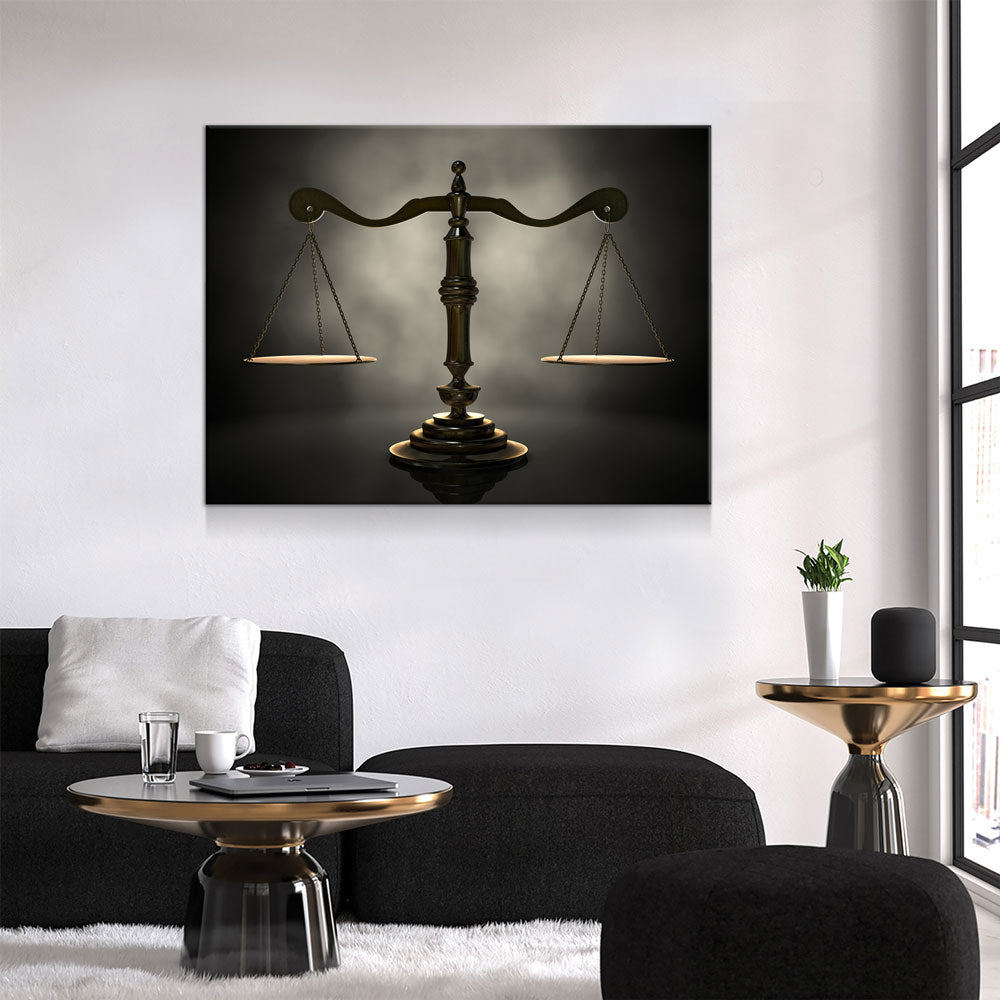 Scales of Justice Canvas Wall Art, Lawyer Office Decor, Attorney Print