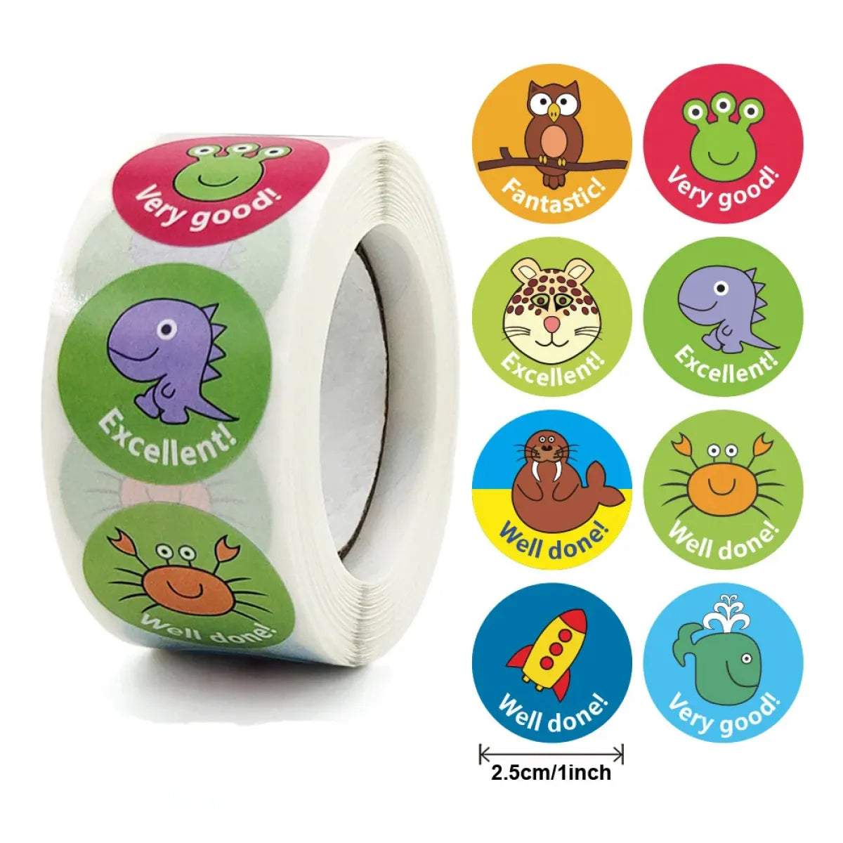 Cute Animal Thank You Stickers Roll - 100-500 PCS