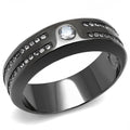 TK3275 - IP Light Black  (IP Gun) Stainless Steel Ring with AAA Grade CZ  in Clear-0