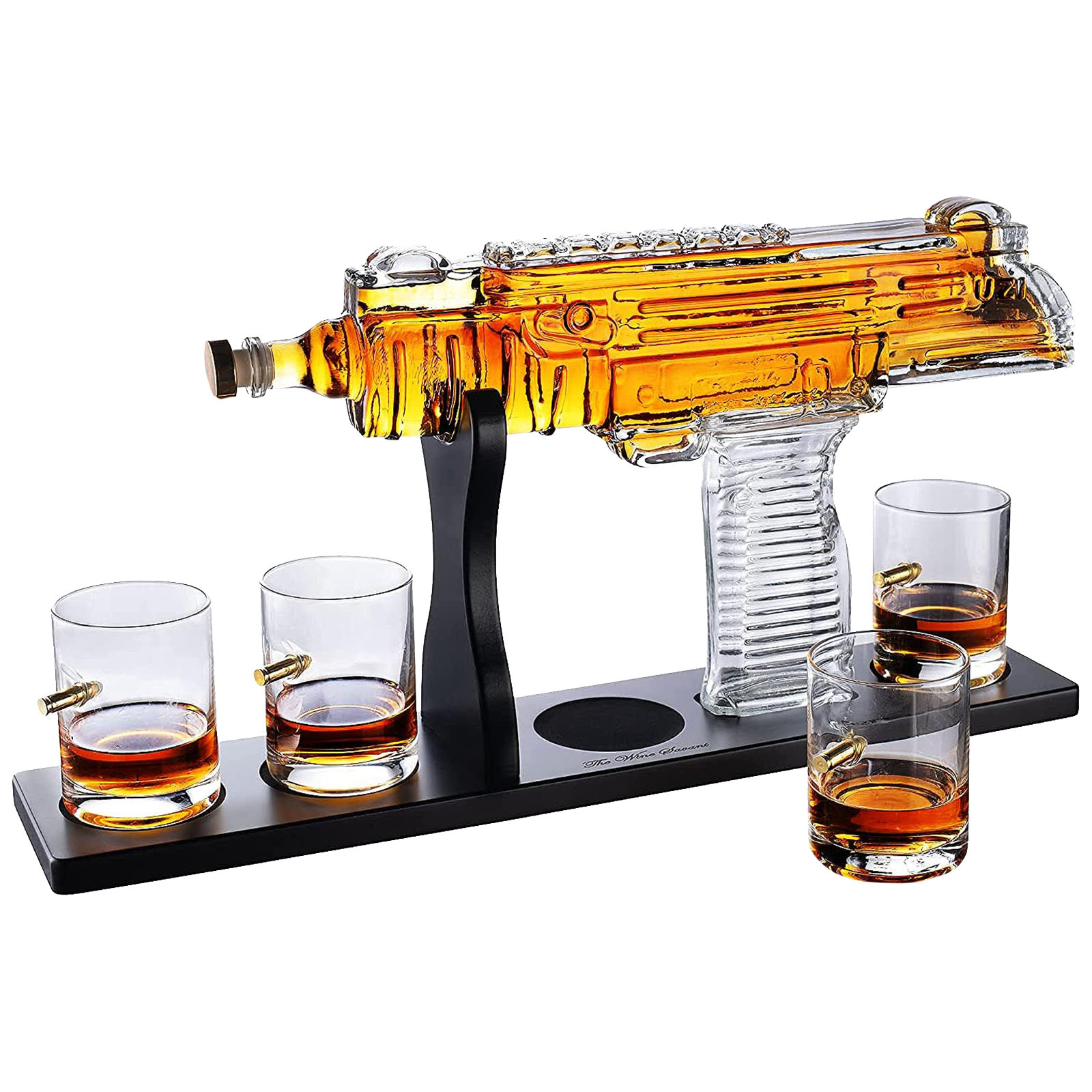 Uzi Submachine Gun Whiskey Gun Decanter and 4 Liquor Glasses - Tik Tok Gun Decanter & Glass Set - Gun Gifts for Men - Whiskey Decanter Set - Bourbon & Scotch Decanter - Firearm Shooting Gifts for Dad-0